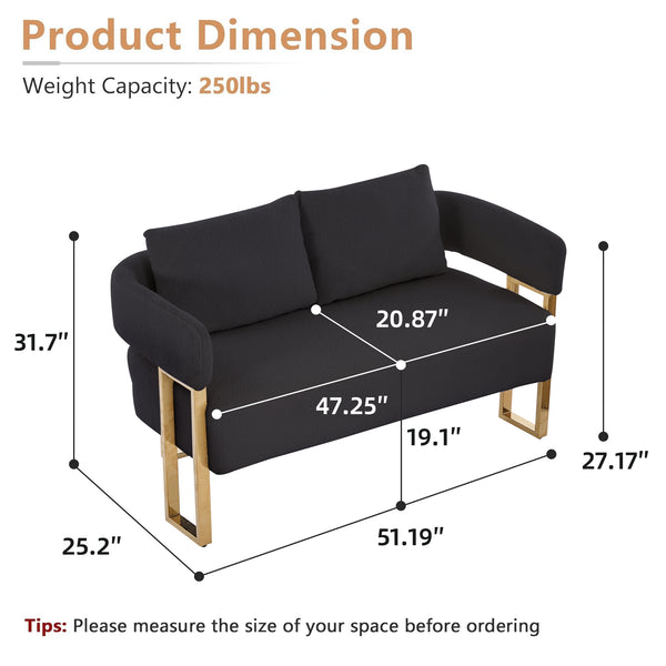 English Elm TS Modern decorative chair with teddy fleece upholstery, ergonomic sponge cushion and gold legs for luxe comfort and style Black+Gold W2311P364621