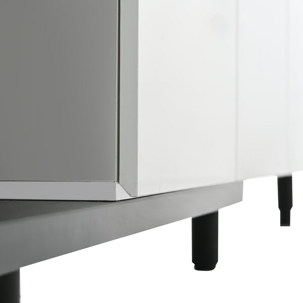 English Elm VIBE Modern 70–100" Adjustable TV Stand with 3 Drawers, High-Gloss Wear-Resistant Top, Spacious Media Storage White N724P205796B