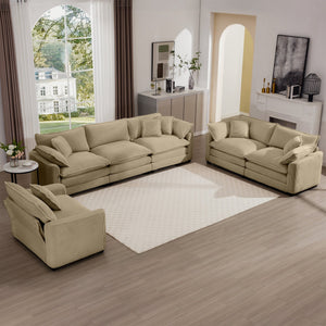 English Elm 3 Piece Sectional Sofa - Luxurious Tan Corduroy Modular Design For Comfort & Style In Any Space W714S00787