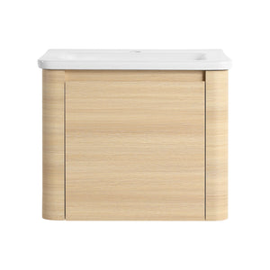 English Elm 24'' 24" Wall-Mounted Bathroom Vanity with Ceramic Sink, Soft-Close Door, Plywood Build, Space-Saving Design Ameican White Oak W999P317925