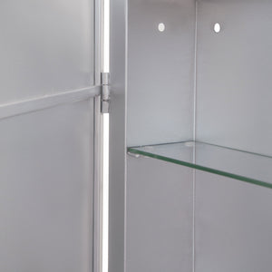 English Elm Rectangle LED Medicine Cabinet Mirror with Soft Touch Light, Magnetic Accessories, Tempered Shelves, Wall-Mounted Storage Silver W688P210793