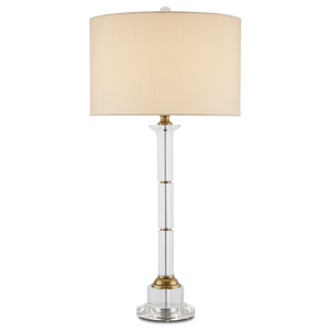 Lothian Clear Table Lamp - Elegant Antique Brass & Optic Crystal Design for Classic Home Décor