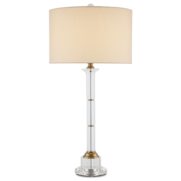 Lothian Clear Table Lamp - Elegant Antique Brass & Optic Crystal Design for Classic Home Décor
