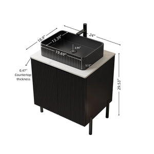 English Elm Dina Floating Bathroom Vanity with Sintered Stone Top and Crystal Glass Basin W2615S00656