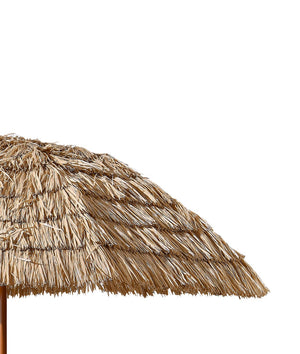 English Elm 8'Thatch Tropical Tiki Umbrella with Tilt Quick-Open, 8ft Raffia Palapa Shade for Patio Beach W2516P180015