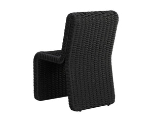 Sunpan EDESSA Dining Chair - Stylish Black Wicker Design for Outdoor Spaces, Durable Aluminum Frame, Modern Curves 111678