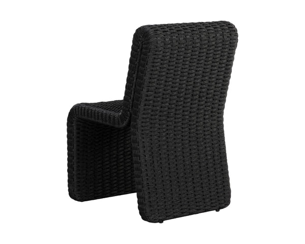 Sunpan EDESSA Dining Chair - Stylish Black Wicker Design for Outdoor Spaces, Durable Aluminum Frame, Modern Curves 111678