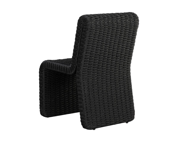 Sunpan Edessa Dining Chair - Modern Armless Design with Twisted Wicker and Aluminum Frame for Stylish Dining Black