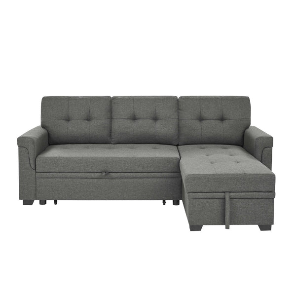 English Elm 86'' Linen Sectional Sleeper Sofa with Tufted Upholstery and Reversible Chaise Living Room B355S00010