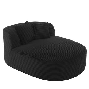 English Elm Modern Chaise Lounge Sofa oversized corduroy chaise with high-density foam, spring support & pillows Black N719P329129B