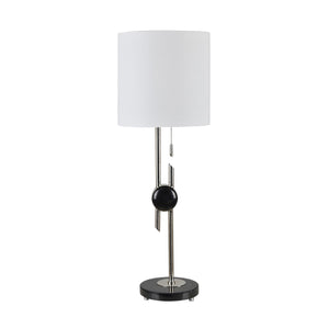 Crestview Collection 31.25"H Polished Nickel Metal And Marble Table Lamp With Elegant Linen Shade For Stylish Lighting   Cvazer185