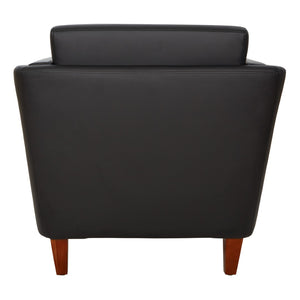 OSP Home Furnishings Club Chair Faux Leather Accent Seat with Cherry Wood Legs for Office or Lounge Spaces SL59401-U65