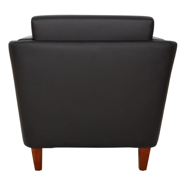 OSP Home Furnishings Club Chair Faux Leather Accent Seat with Cherry Wood Legs for Office or Lounge Spaces SL59401-U65