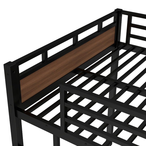 English Elm Full Metal Bunk Bed With Walnut Finish - Versatile Loft Style, Sturdy Design, Easy Assembly, Space-Saving W1580S00227