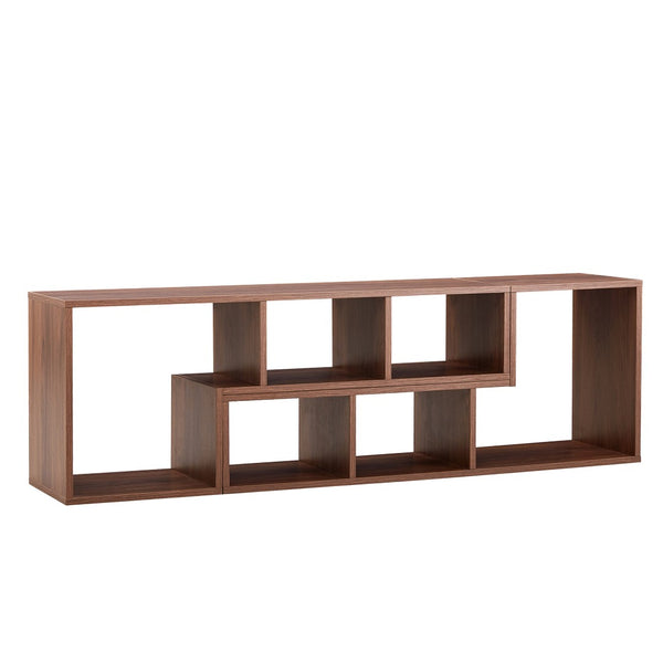 English Elm 2 Piece Modular L-shaped Tv Console Open Shelf Bookcase for Modern Living Rooms W3875P397178
