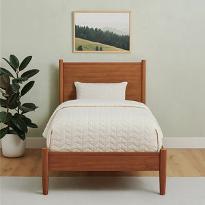 English Elm Mid-Century Twin Platform Bed In Warm Oak Finish – Stylish, Durable Design For Small Spaces! B016S00021