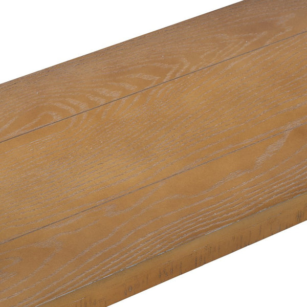 English Elm U_STYLE Minimalist Console Table with Bottom Shelf and Sturdy Four Legs, 63.8" Long Entryway Accent Black+Brown N711P173084D