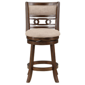 English Elm Jaysen Brown and Beige Counter Stool With Flared Legs