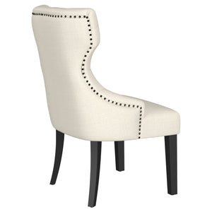 English Elm 1pc Modern Tufted Wingback Dining Chair with Curved Barrel Back, Nailhead Trim, Plush Upholstery Comfort Beige,Black 28.74 L x 27.95 W x 25.2 H B011P301371