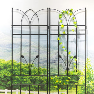 English Elm 4 Pack Powder-coated Metal Garden Trellises Rustproof Climbing Plant Outdoor Support Black W1586P147482
