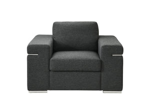 English Elm Gianna Oversized Black Linen Arm Chair with Chrome Inset Arms & Legs, Plush Seat for Comfort B061P184125
