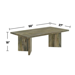 English Elm Rectangular Solid Wood Coffee Table - Elegant Mango Brown, Versatile Design For Modern & Rustic Homes B016P373136-GIGA
