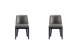 English Elm Gansevoort Solid Beech Wood Dining Chair with Lux Faux Leather Seat, Commercial Grade Comfort Gray B365P397719