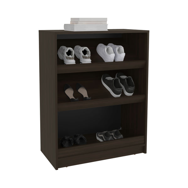 English Elm Shoe Modern 3‑Door Concealed Shoe Cabinet with 3 Shelves, Sturdy Legs, Compact Engineered Wood Storage Brown 39.37 L x 19.29 W x 5.91 H B097P350295