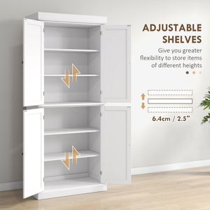 English Elm Homcom 72.5" Freestanding Kitchen Pantry Cabinet With Adjustable Shelves For Stylish Storage Solutions W2225S00057