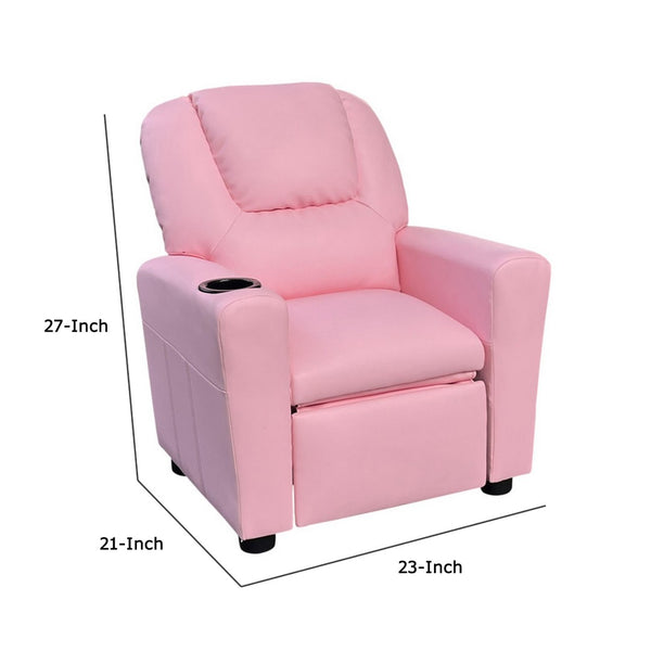English Elm Nik Youth Recliner Tufted Faux Leather Kids Chair with Cup Holder for Playroom B056P416828
