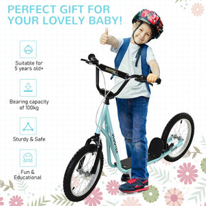 English Elm Aosom Youth Kick Scooter Steel Frame Inflatable Wheels Dual Brakes Adjustable Bar Blue W2225P217071