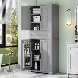English Elm Christopher Knight Home® - Bathroom Storage Cabinet with Doors Drawer and Adjustable Shelves — MDF Build, Anti-Tip Safety, Modern Appeal Grey N759P241667E