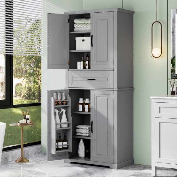 English Elm Christopher Knight Home® - Bathroom Storage Cabinet with Doors Drawer and Adjustable Shelves — MDF Build, Anti-Tip Safety, Modern Appeal Grey N759P241667E