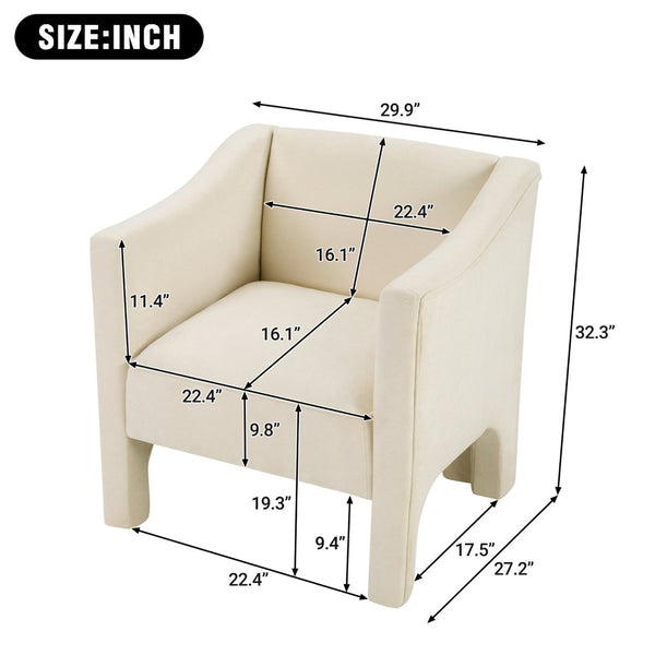 English Elm Modern Barrel Accent Chair Chenille Upholstered Wraparound Armchair for Any Room Beige N763P336531A
