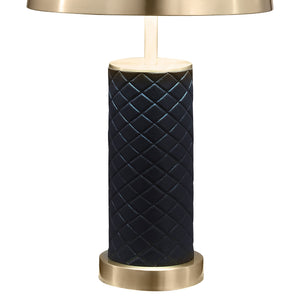 English Elm Mantova Black Quilted 23" Dome Table Lamp Set of 2 — Faux Leather Diamond Stitch, Gold Accent Finish B062P299849