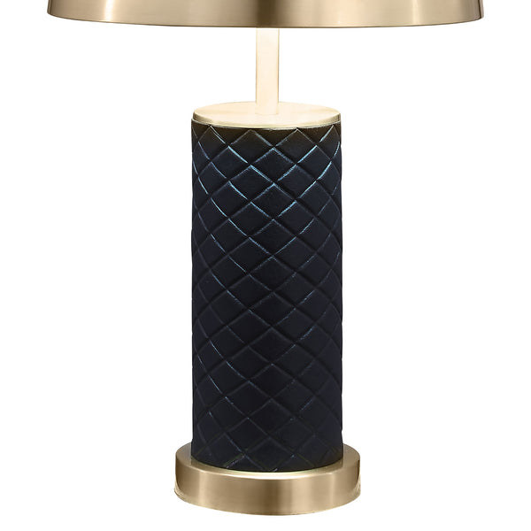 English Elm Mantova Black Quilted 23" Dome Table Lamp Set of 2 — Faux Leather Diamond Stitch, Gold Accent Finish B062P299849