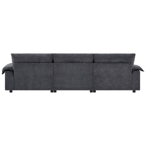 English Elm 104*60" Sectional Sofa with Hidden Ottoman Storage, Tufted Chenille, USB Ports, Cup Holder Dark Gray N723S9806E