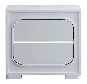 English Elm Milan Contemporary Wood Nightstand with Built in Led Lighting and Wave Sensor Control White B078P497947