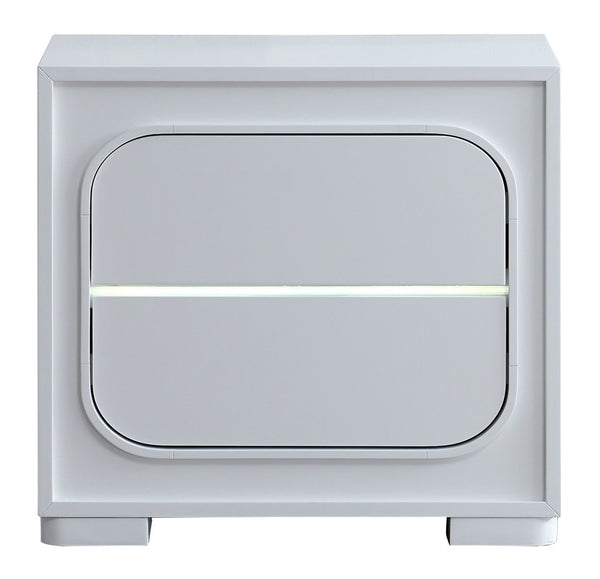English Elm Milan Contemporary Wood Nightstand with Built in Led Lighting and Wave Sensor Control White B078P497947