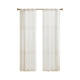 Madison Park Aida Casual Yarn Dye Sheer Curtain Panel Pair MP40-7935 Ivory