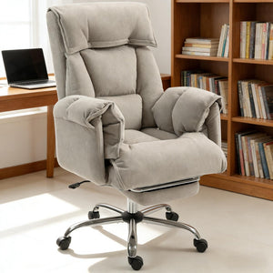 English Elm Reclining High Back Desk Chair with Flannel Cushioning and Extendable Footrest T3971P440171
