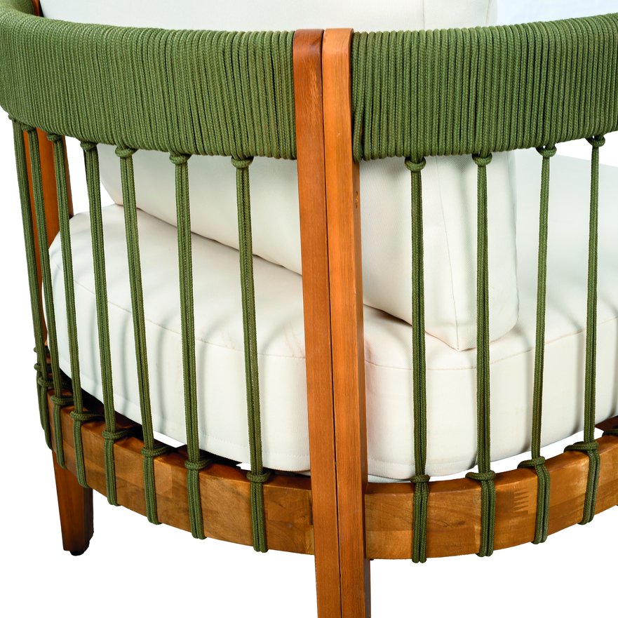 English Elm Christopher Knight Home® - Acacia Wood Outdoor Club Chair with Handwoven Rope, Curved Back & Water-Resistant Cushions for Patio Green,Natural+Beige N767P265743A