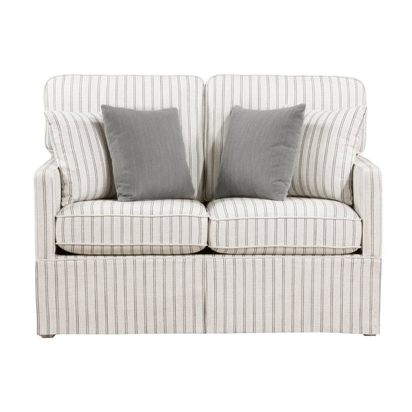 English Elm Classic Striped 3 Piece Living Room Set with Sofa Loveseat and Push Back Recliner B011S01554