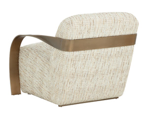 Sunpan Sonesta Lounge Chair - Sculptural Mid-century Design With Twisted Brass Arms In Haute Cobblestone Taupe Fabric 111610