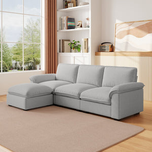 English Elm Cloud Sectional Sofa with Movable Chaise Soft Chenille Upholstery for Modern Living Rooms Gray W1359S00066