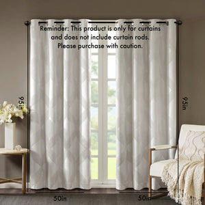 English Elm Ogee Knitted Jacquard Total Blackout Curtain Panel – Luxurious Privacy, Noise Reduction & Style B03599793