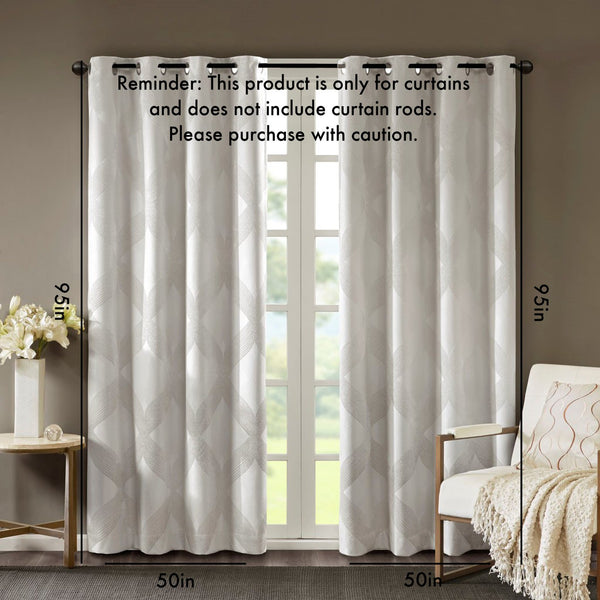 English Elm Ogee Knitted Jacquard Total Blackout Curtain Panel – Luxurious Privacy, Noise Reduction & Style B03599793