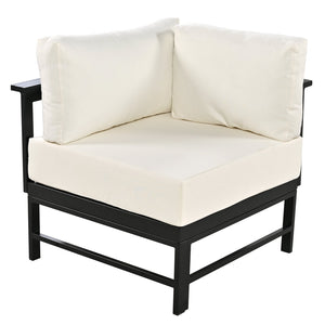 English Elm U-shaped outdoor sofa set with durable aluminum frame, polyspun cushions, high weight capacity and garden-ready style White WY000392AAA