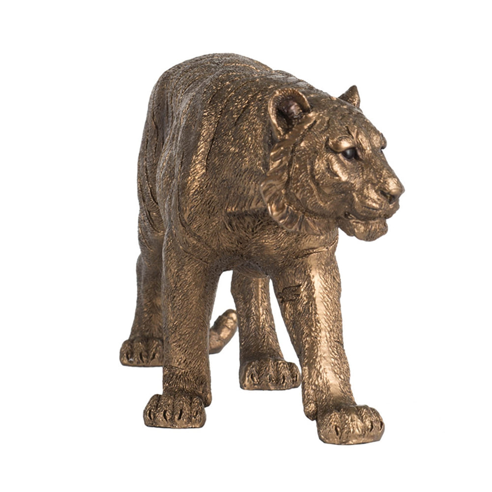 English Elm 11.5x3.5x5.5" Tiger Statue Decor — Gleaming Coppery Finish, Regal Stalking Pose for Elegant Accent (96) W2078P281334