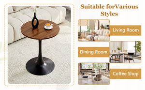 English Elm Round Faux Marble Tulip Dining Table Mid Century Pedestal Base for Compact Kitchens Walnut W2920P395713